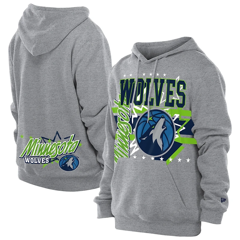 Sweat à capuche en polaire New Era Heather Gray Minnesota Timberwolves Injection Sport Classics pour homme