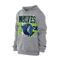 Men's New Era  Heather Gray Minnesota Timberwolves Injection Sport Classics Fleece Hoodie