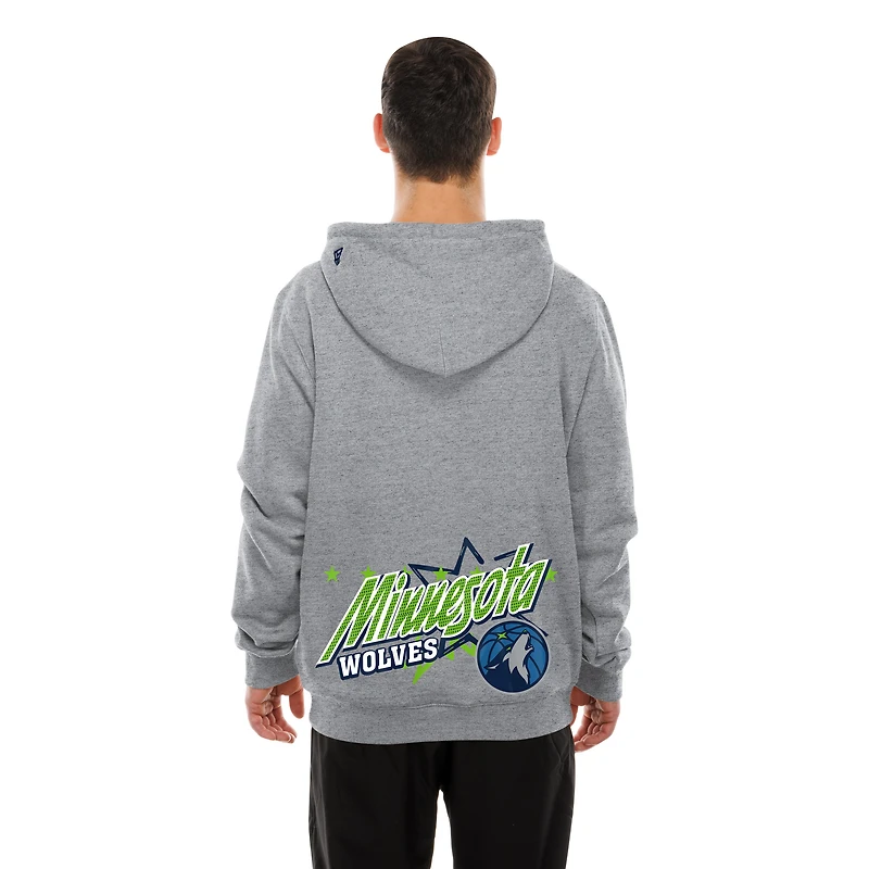 Sweat à capuche en polaire New Era Heather Gray Minnesota Timberwolves Injection Sport Classics pour homme