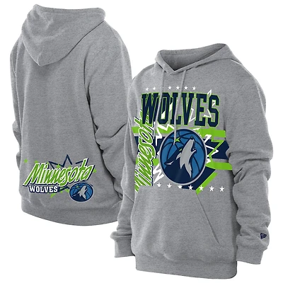 Sweat à capuche en polaire New Era Heather Gray Minnesota Timberwolves Injection Sport Classics pour homme