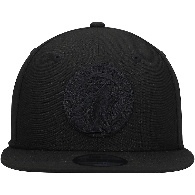 Casquette Snapback 9FIFTY New Era Minnesota Timberwolves pour homme, noir sur noir