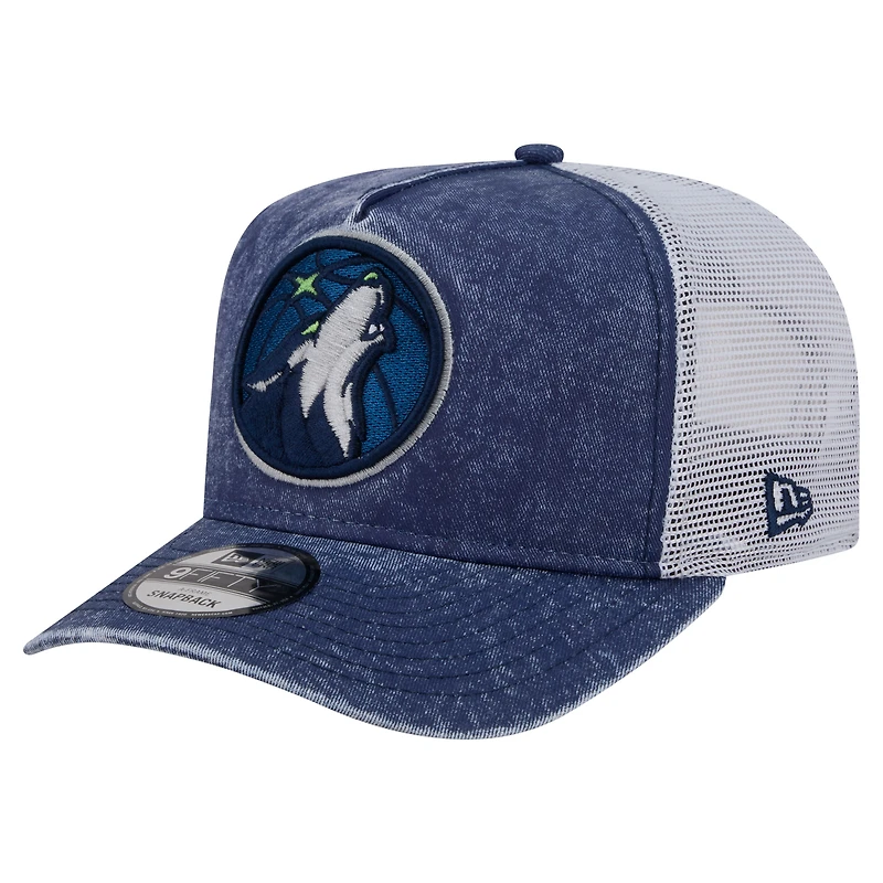 Men's New Era Navy/White Minnesota Timberwolves Washed Meshback 9FIFTY Adjustable Hat