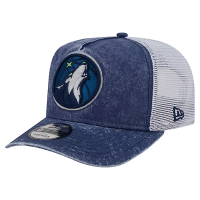 Men's New Era Navy/White Minnesota Timberwolves Washed Meshback 9FIFTY Adjustable Hat