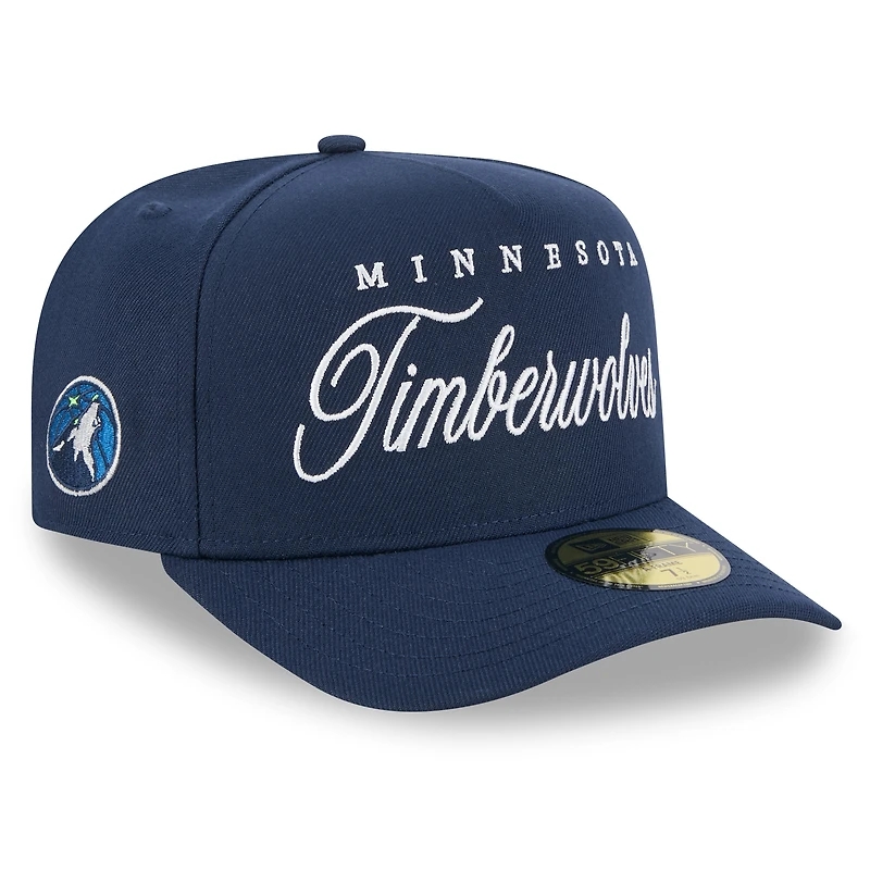 Casquette ajustée New Era 59FIFTY bleu marine pour homme, Minnesota Timberwolves, draft NBA 2025