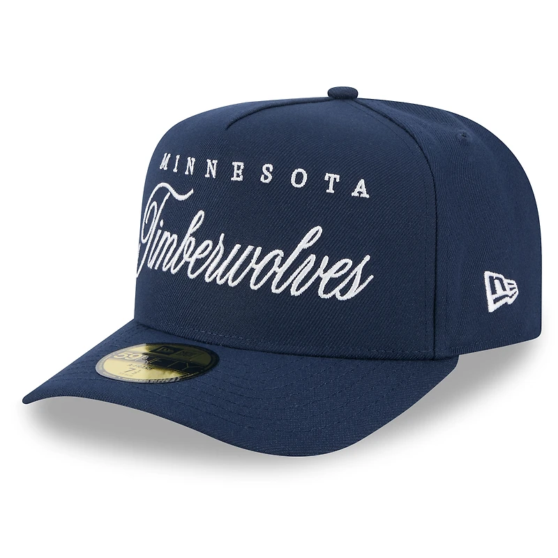 Men's New Era Navy Minnesota Timberwolves 2025 NBA Draft A-Frame 59FIFTY Fitted Hat