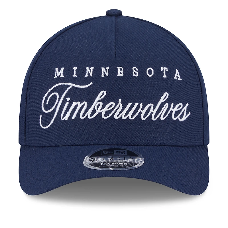 Casquette ajustable New Era bleu marine Minnesota Timberwolves 2025 NBA Draft M-Crown A-Frame 9FORTY pour homme