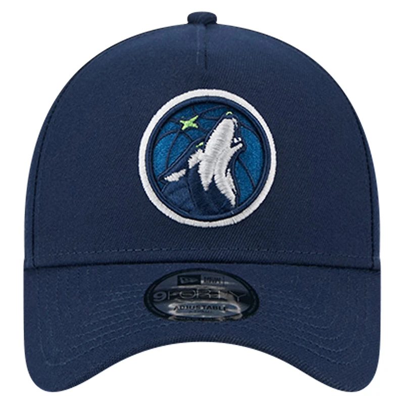 Men's New Era Navy Minnesota Timberwolves A-Frame 9FORTY Adjustable Hat