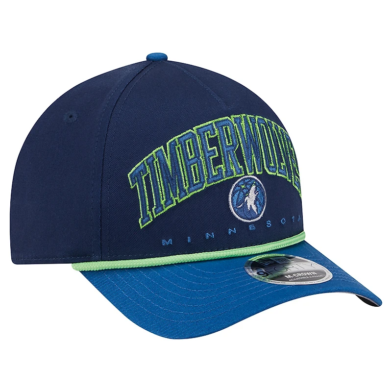 Men's New Era  Navy Minnesota Timberwolves Bold Arch COOLERA 9FORTY A-Frame M-Crown Adjustable Hat