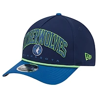 Men's New Era  Navy Minnesota Timberwolves Bold Arch COOLERA 9FORTY A-Frame M-Crown Adjustable Hat