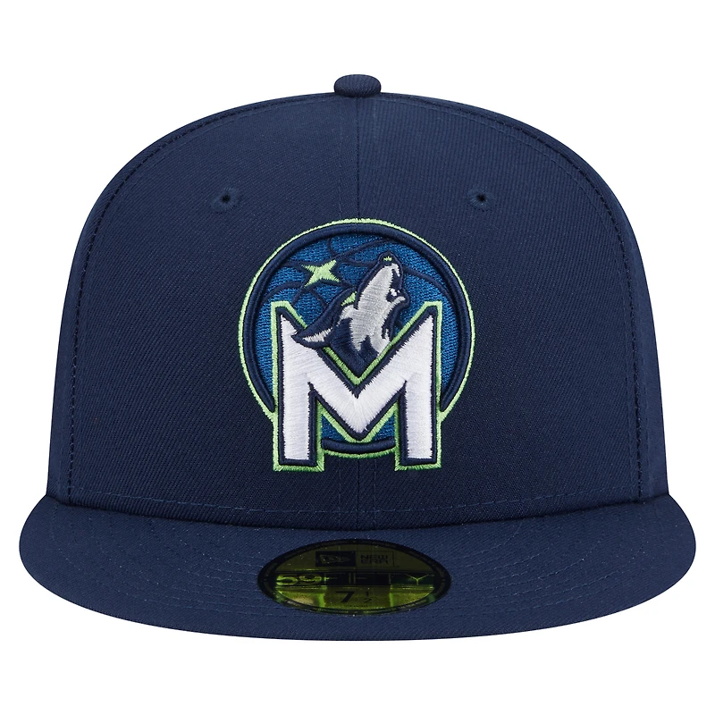 Casquette ajustée New Era 59FIFTY bleu marine des Minnesota Timberwolves pour homme
