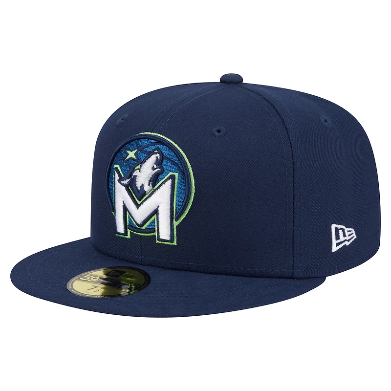 Casquette ajustée New Era 59FIFTY bleu marine des Minnesota Timberwolves pour homme