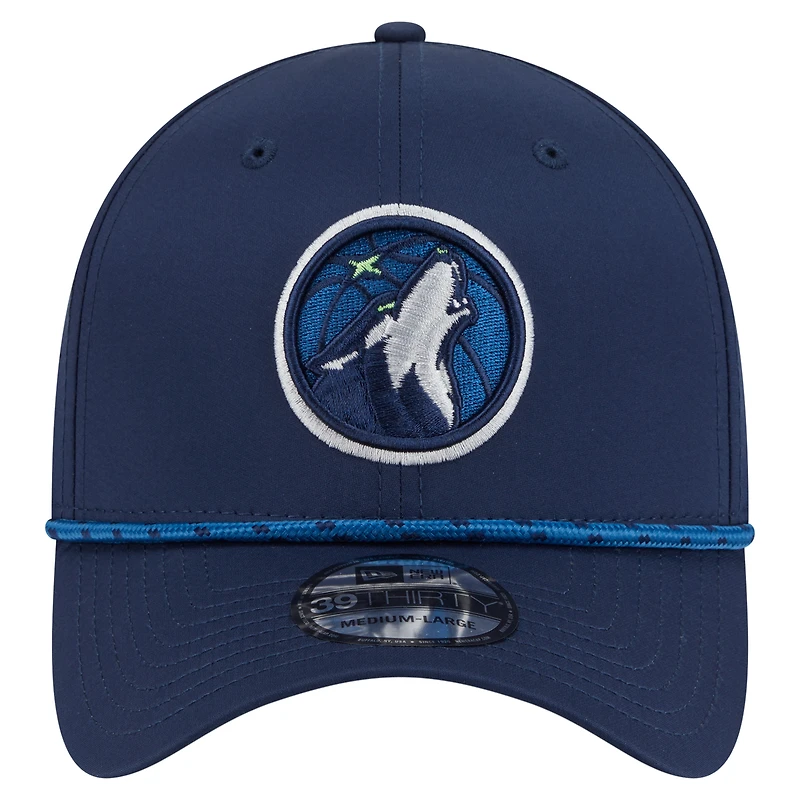 Men's New Era Navy Minnesota Timberwolves Featherweight Poly Rope Flex 39Thirty Hat