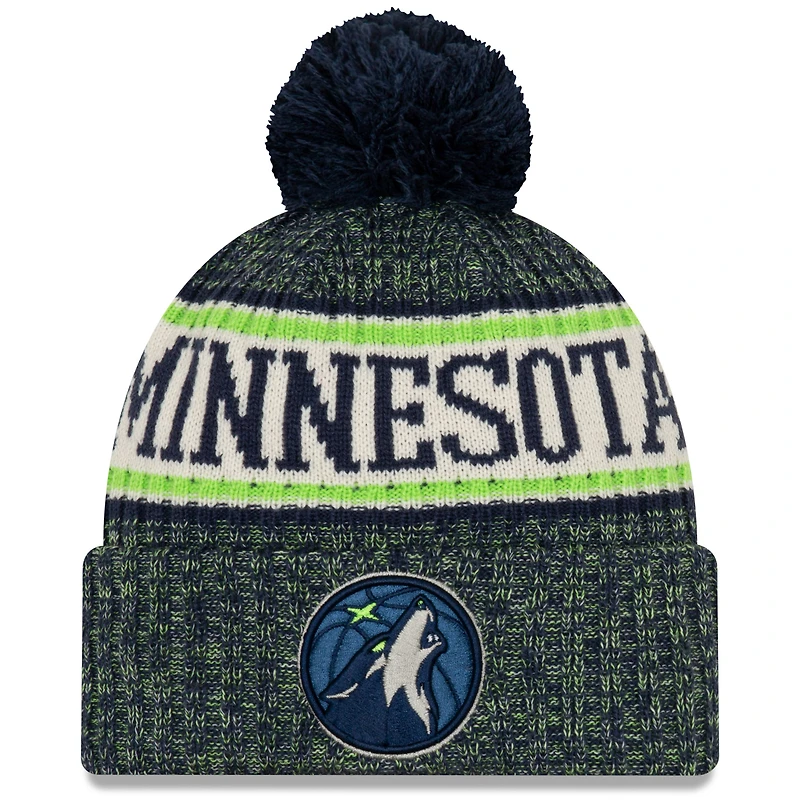 Men's New Era Navy Minnesota Timberwolves Sport Cuffed Knit Hat with Pom