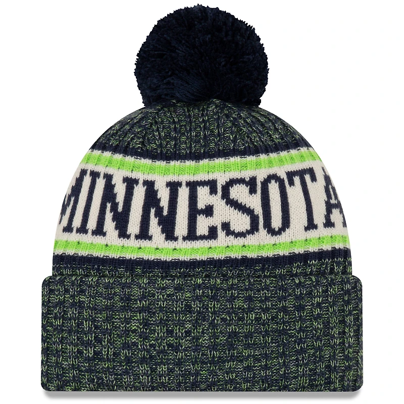 Men's New Era Navy Minnesota Timberwolves Sport Cuffed Knit Hat with Pom