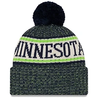 Men's New Era Navy Minnesota Timberwolves Sport Cuffed Knit Hat with Pom