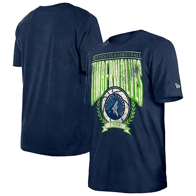 T-shirt New Era bleu marine Minnesota Timberwolves Throwback Vintage Boxy Mineral Wash pour homme