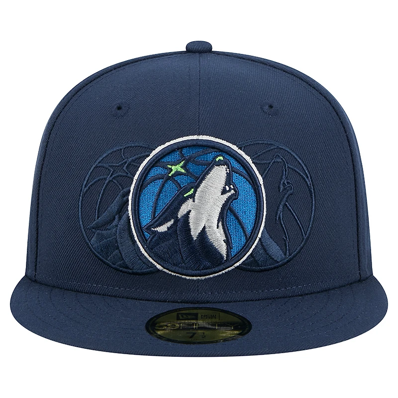 Casquette ajustée Tri-Hit 59Fifty bleu marine des Minnesota Timberwolves de New Era pour homme