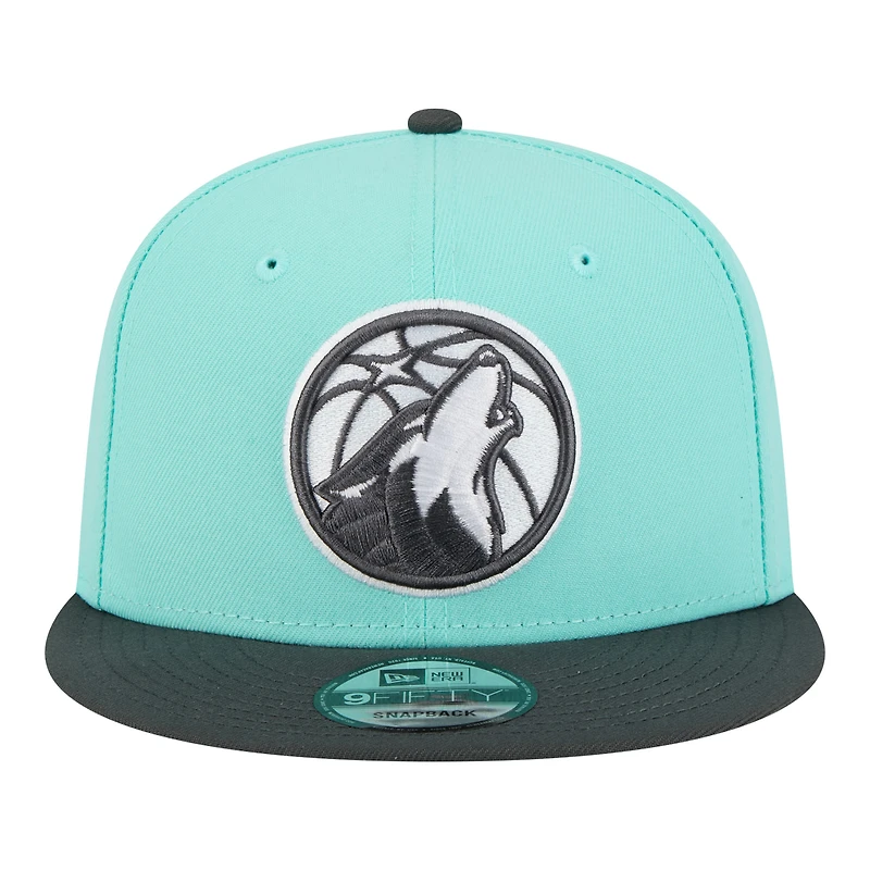 Men's New Era Turquoise/Charcoal Minnesota Timberwolves Color Pack Two-Tone 9FIFTY Snapback Hat