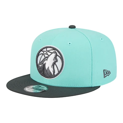 Casquette snapback New Era 9FIFTY bicolore turquoise/charbon Minnesota Timberwolves pour homme