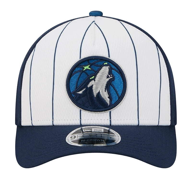Casquette ajustable New Era blanche/bleu marine Minnesota Timberwolves 2025 NBA Tip Off M-Crown A-Frame 9FORTY pour homme