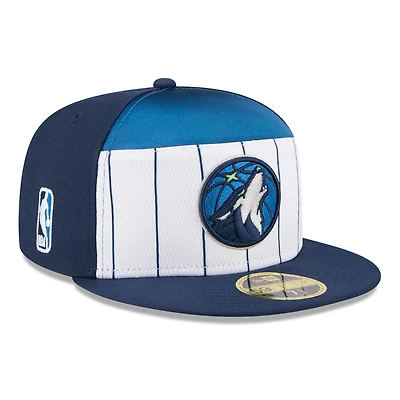 Men's New Era  White/Navy Minnesota Timberwolves 2025 NBA Tip Off Split Panel 59FIFTY Fitted Hat