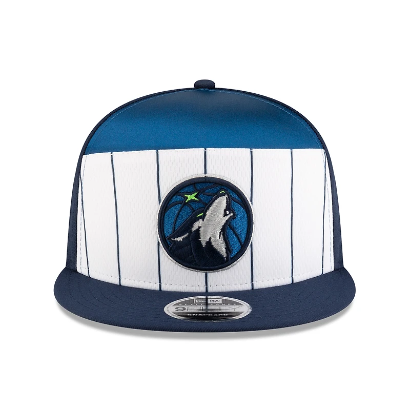 Casquette snapback 9FIFTY blanche/bleu marine pour homme New Era Minnesota Timberwolves 2025 NBA Tip Off Split Panel