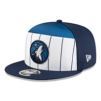 Casquette snapback 9FIFTY blanche/bleu marine pour homme New Era Minnesota Timberwolves 2025 NBA Tip Off Split Panel