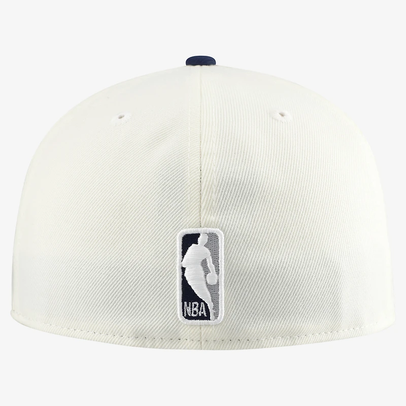 Men's New Era White/Navy Minnesota Timberwolves Chrome 59FIFTY Fitted Hat