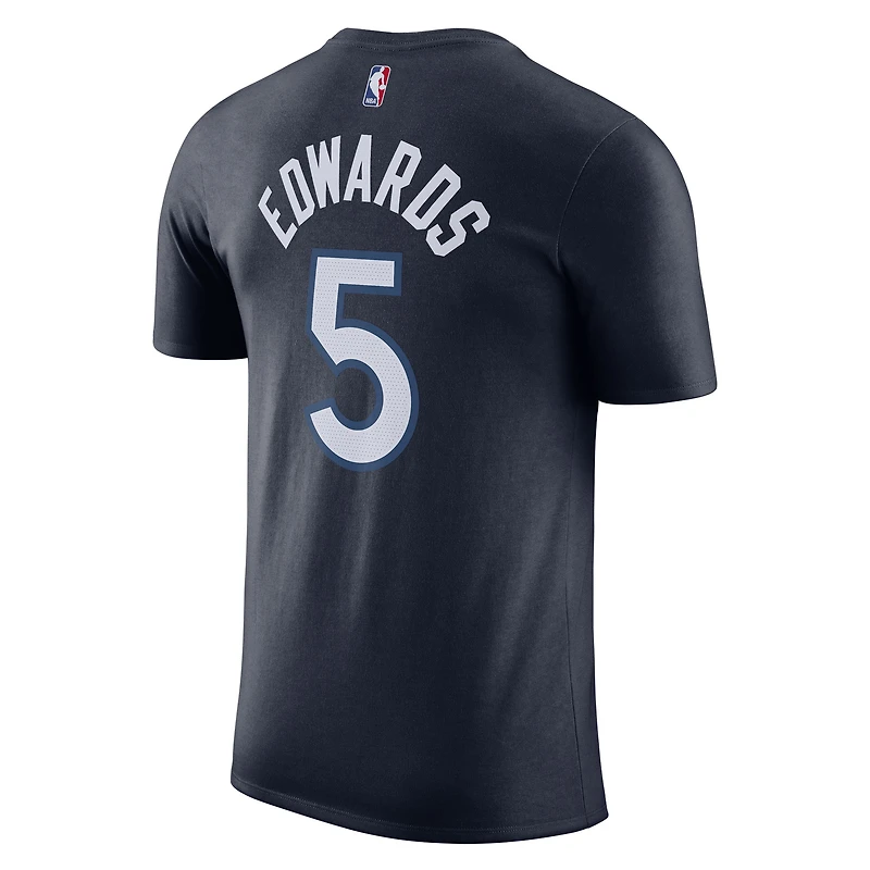 T-shirt Nike Anthony Edwards pour homme, bleu marine, Minnesota Timberwolves Icon 2022/23, nom et numéro