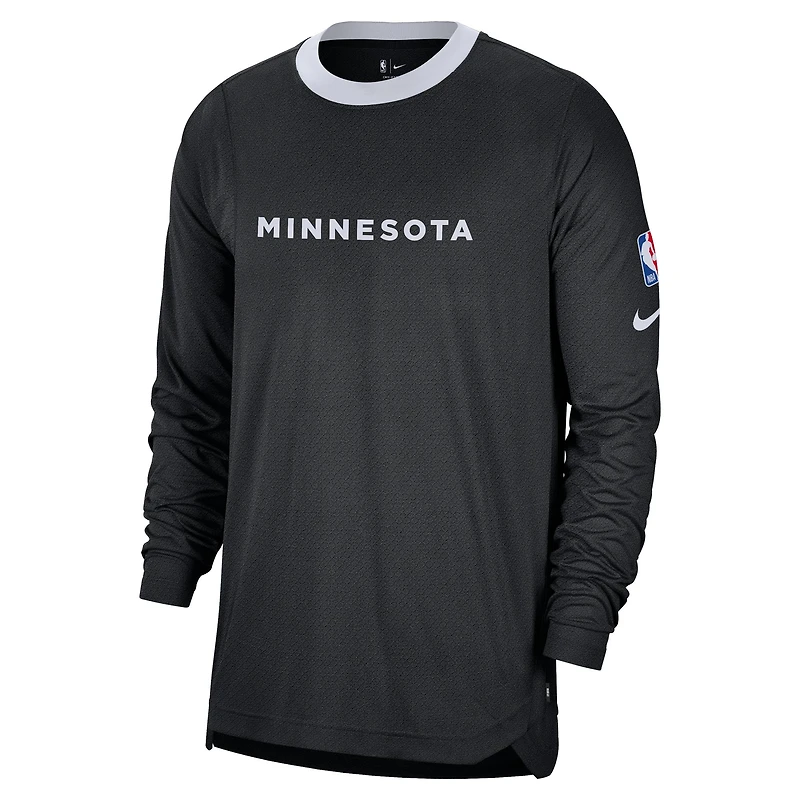 T-shirt de tir à manches longues Nike pour homme Minnesota Timberwolves 2024/25 City Edition Authentic Pregame Performance Black