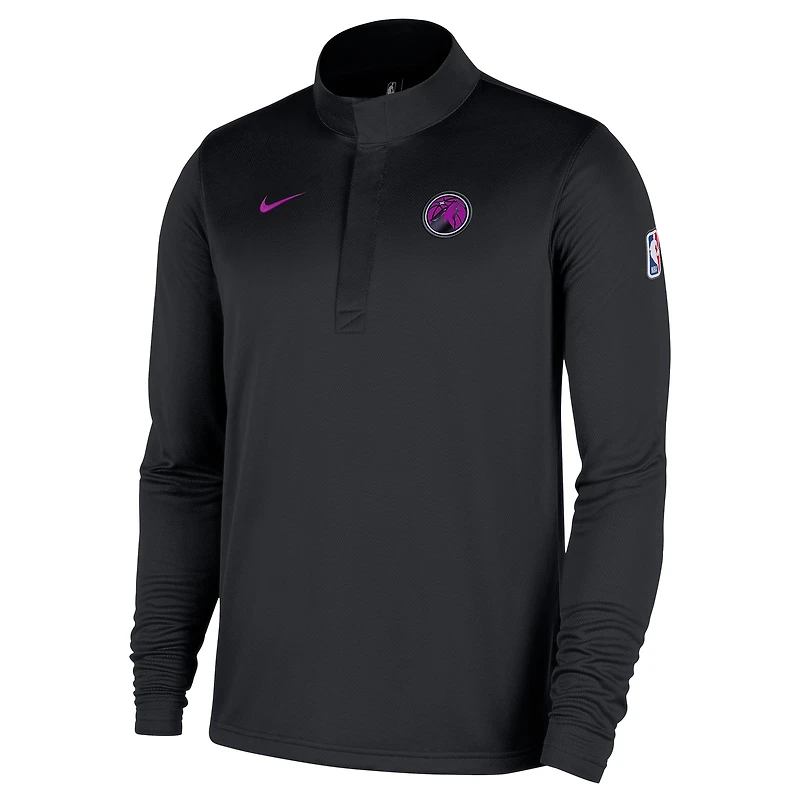 Pull Nike Dri-FIT demi-zip pour homme, édition City Remix 2025/26, Minnesota Timberwolves, noir.