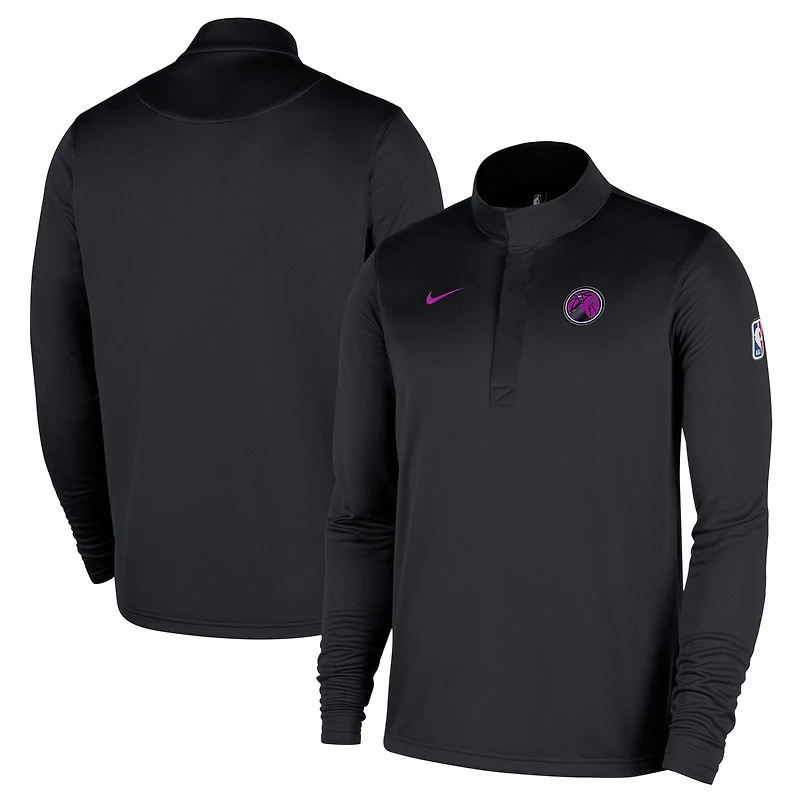 Pull Nike Dri-FIT demi-zip pour homme, édition City Remix 2025/26, Minnesota Timberwolves, noir.