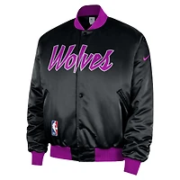 Men's Nike  Black Minnesota Timberwolves 2025/26 City Edition Remix Courtside Full-Snap Bomber Jacket
