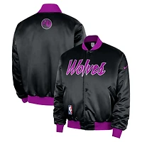 Men's Nike  Black Minnesota Timberwolves 2025/26 City Edition Remix Courtside Full-Snap Bomber Jacket