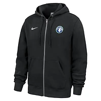 Sweat à capuche zippé Nike Club Fleece Minnesota Timberwolves noir pour homme