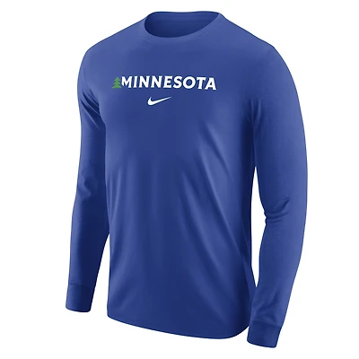T-shirt à manches longues Nike bleu Minnesota Timberwolves Core pour homme