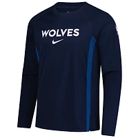 Maillot de tir Nike bleu marine Minnesota Timberwolves 2025/26 Authentic Pre-Game Legend Dri-FIT à manches longues pour homme