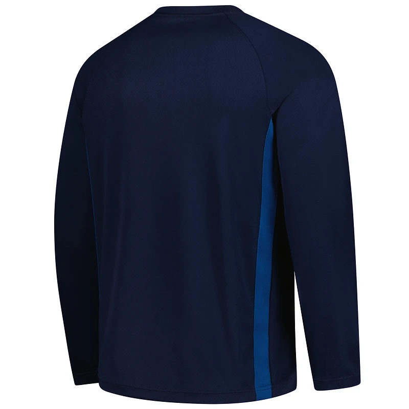 Maillot de tir Nike bleu marine Minnesota Timberwolves 2025/26 Authentic Pre-Game Legend Dri-FIT à manches longues pour homme