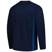 Maillot de tir Nike bleu marine Minnesota Timberwolves 2025/26 Authentic Pre-Game Legend Dri-FIT à manches longues pour homme