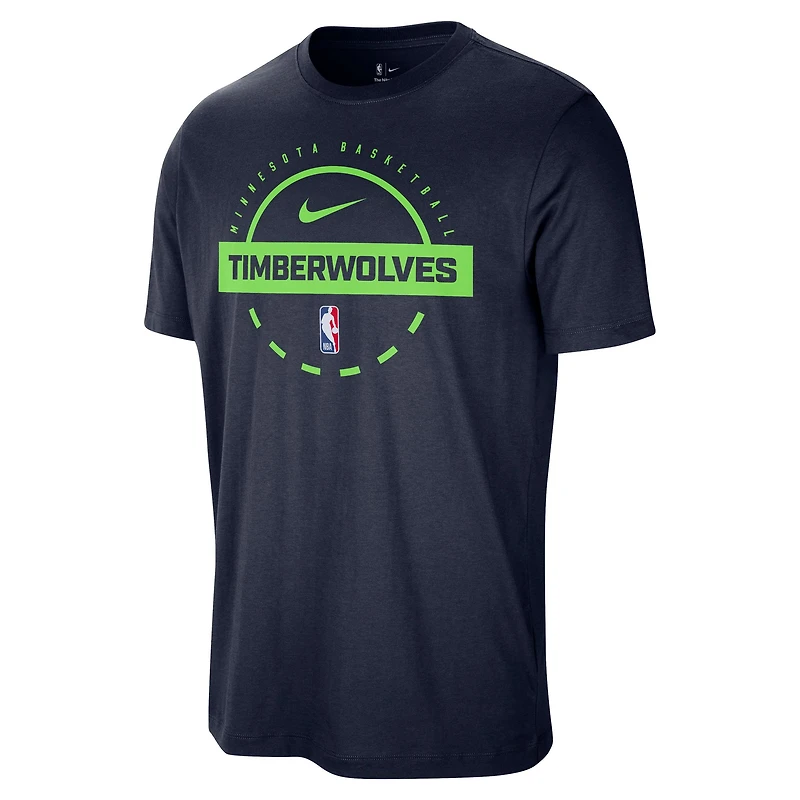 T-shirt d'entraînement Nike bleu marine authentique des Minnesota Timberwolves pour homme