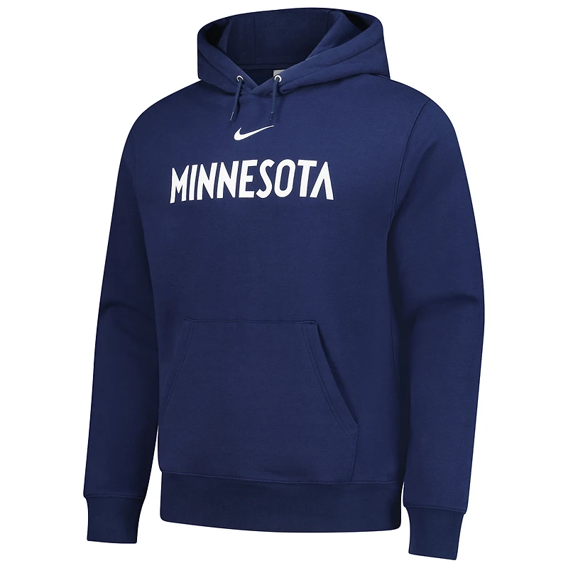 Sweat à capuche Nike Sportswear Essential Wordmark Club bleu marine des Minnesota Timberwolves pour homme