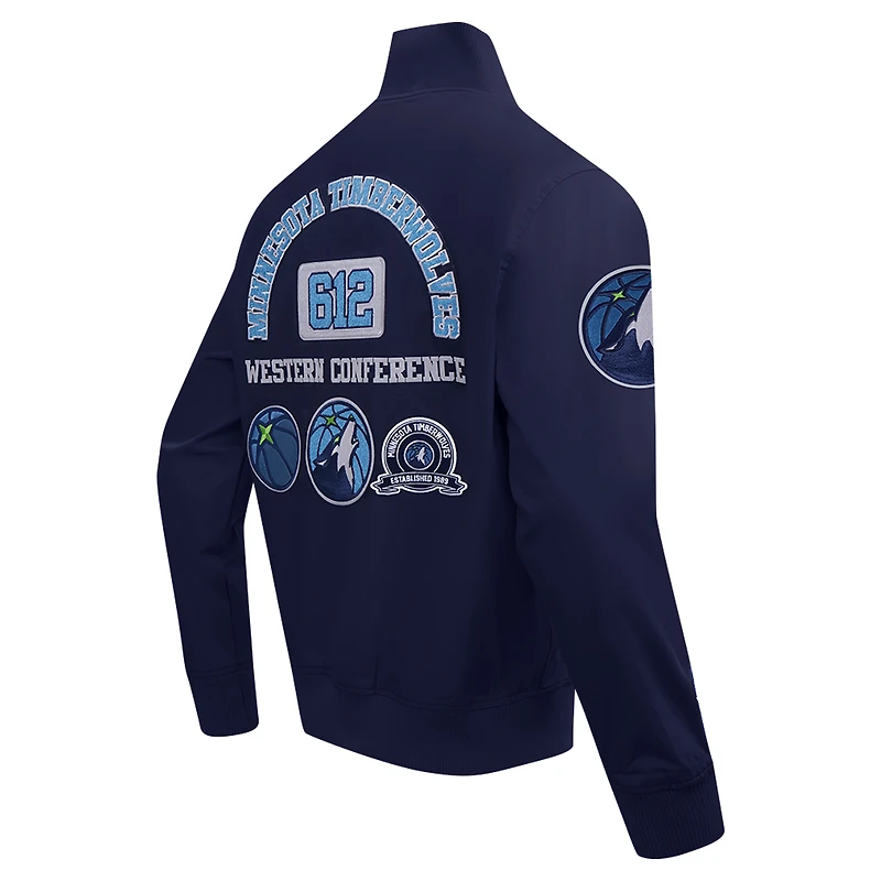 Men's Pro Standard Navy Minnesota Timberwolves Area Code Twill Full-Zip Jacket