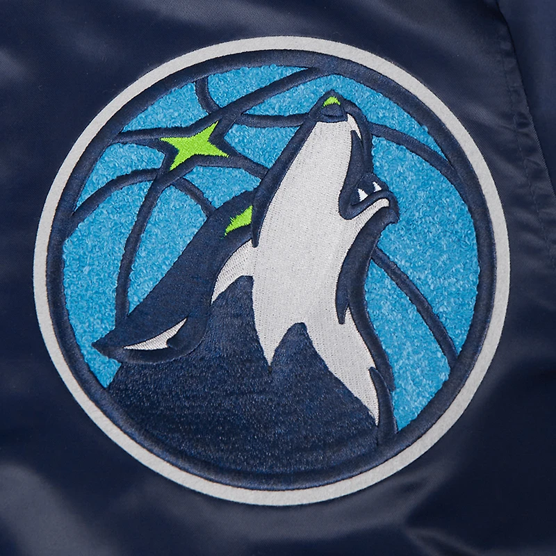 Veste à boutons-pression en satin sublimé Pro Standard bleu marine pour homme des Minnesota Timberwolves