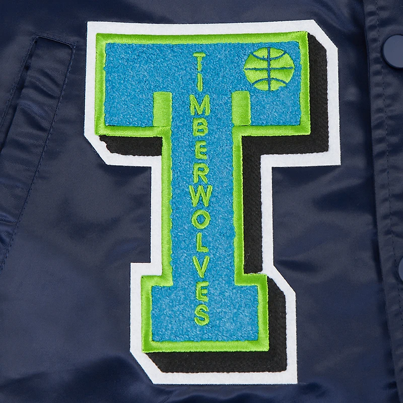 Veste à boutons-pression en satin sublimé Pro Standard bleu marine pour homme des Minnesota Timberwolves