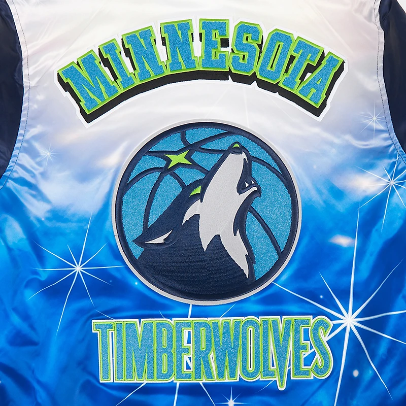 Veste à boutons-pression en satin sublimé Pro Standard bleu marine pour homme des Minnesota Timberwolves