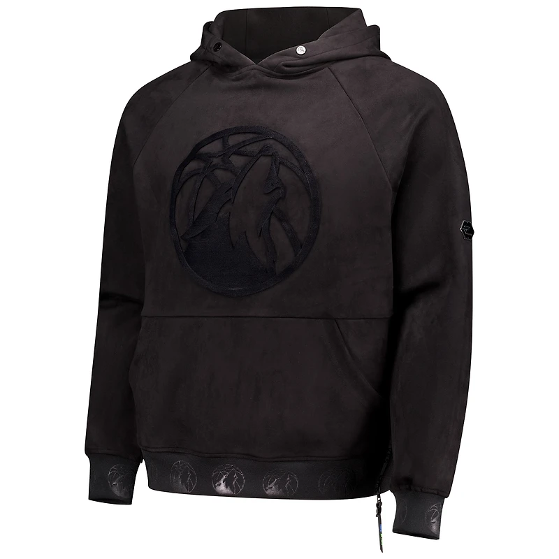 Men's Protege Black Minnesota Timberwolves Eco-Friendly Functional Suede Fashion Tonal Hoodie