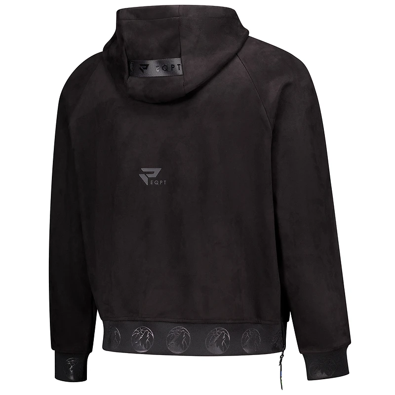 Men's Protege Black Minnesota Timberwolves Eco-Friendly Functional Suede Fashion Tonal Hoodie