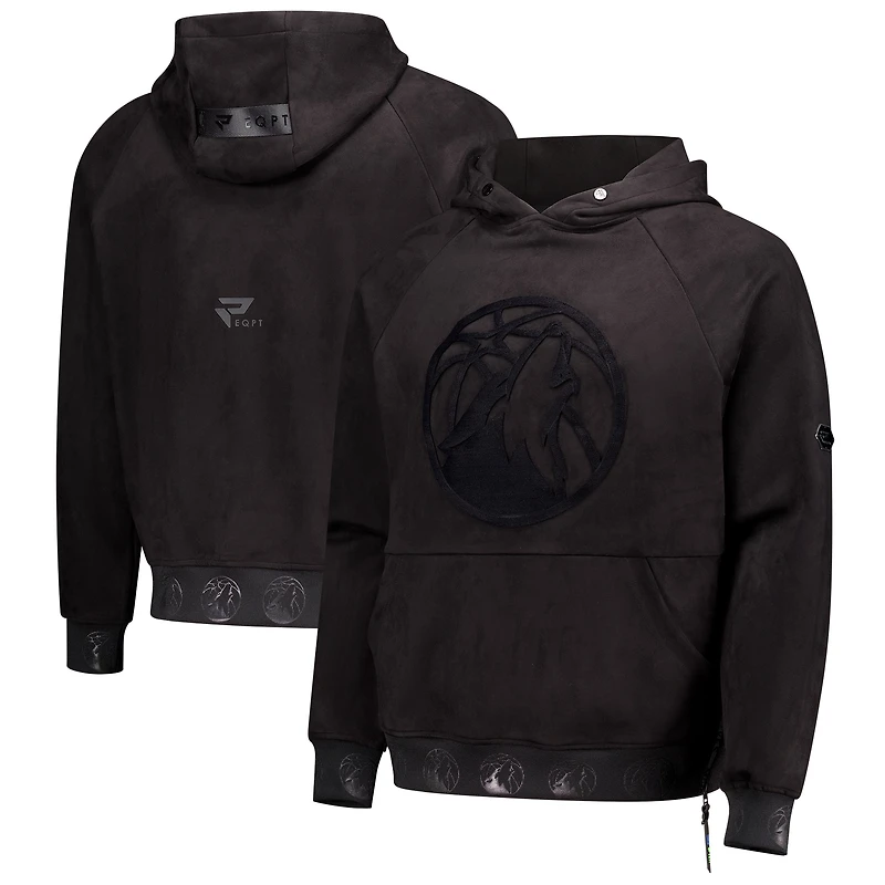 Men's Protege Black Minnesota Timberwolves Eco-Friendly Functional Suede Fashion Tonal Hoodie