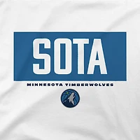 T-shirt blanc Stadium Essentials pour homme des Minnesota Timberwolves avec barre transversale
