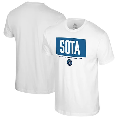 T-shirt blanc Stadium Essentials pour homme des Minnesota Timberwolves avec barre transversale
